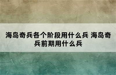 海岛奇兵各个阶段用什么兵 海岛奇兵前期用什么兵